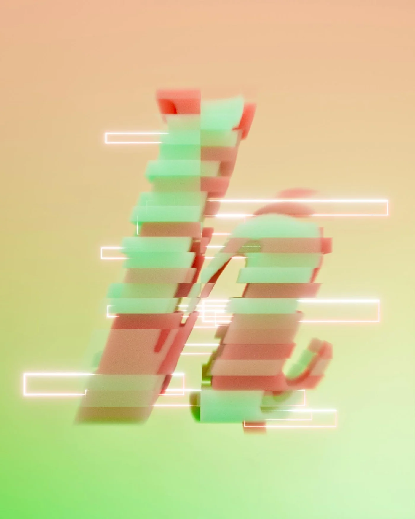 H, a 3D typographic artwork from 36 Days of Type
