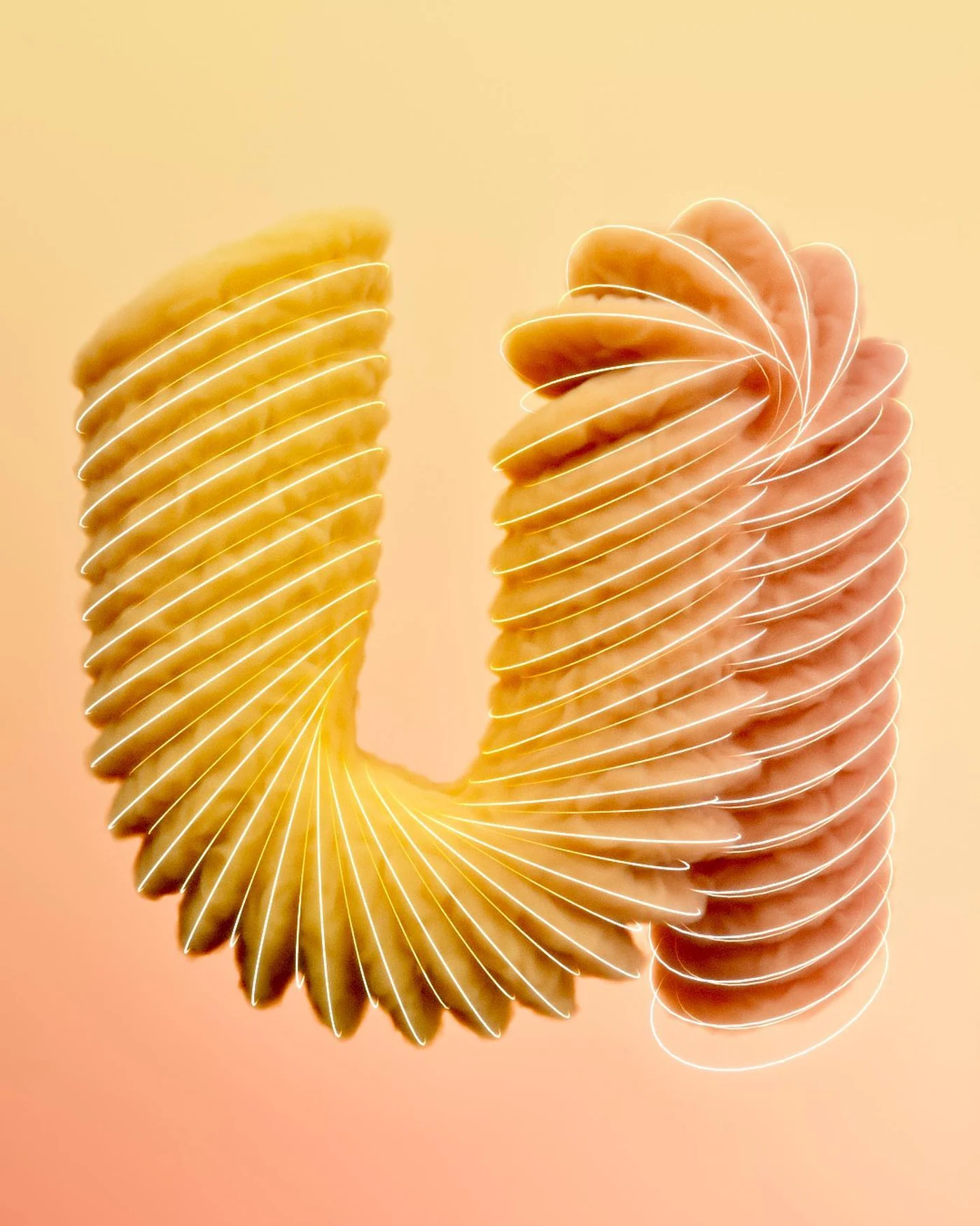 U, a 3D typographic artwork from 36 Days of Type